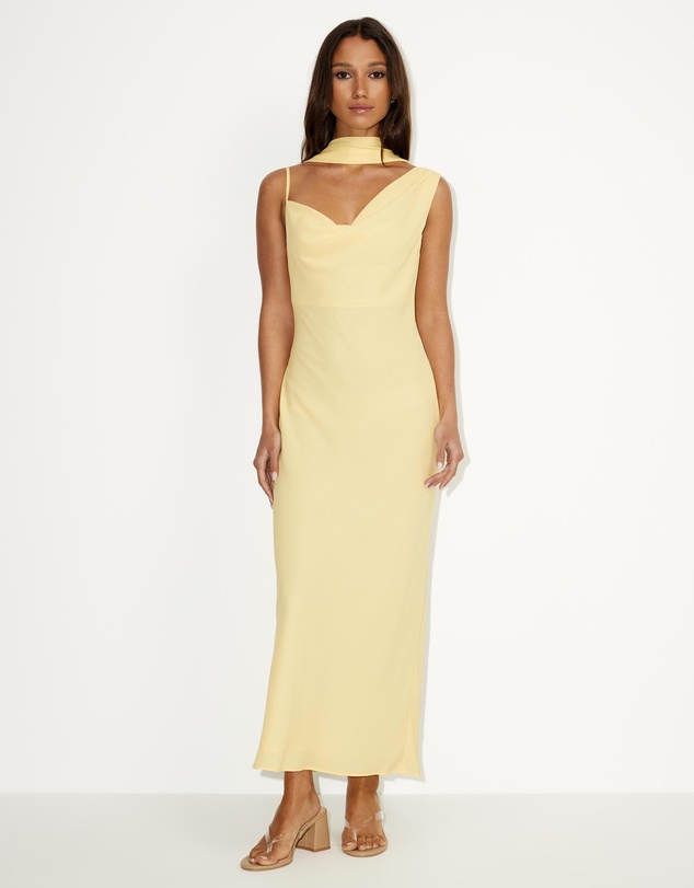 Dazie - Esme Chiffon Neck Scarf Midi Dress