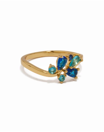 Lovisa - Gold Plated Blue Cubic Zirconia Cluster Ring