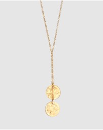 Elli Jewelry - Necklace Y-Chain Platelet Pendant Textured in 925 Sterling Silver Gold Plated