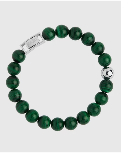 Najo - Atlas 10mm Malachite & Steel Bracelet