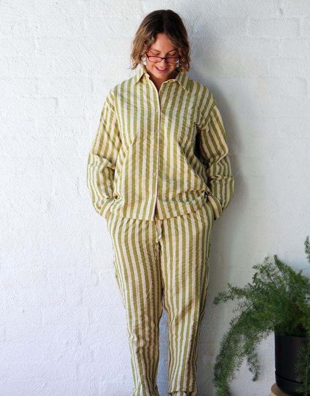 Mosey Me - Seersucker Stripe Long Pyjama Set
