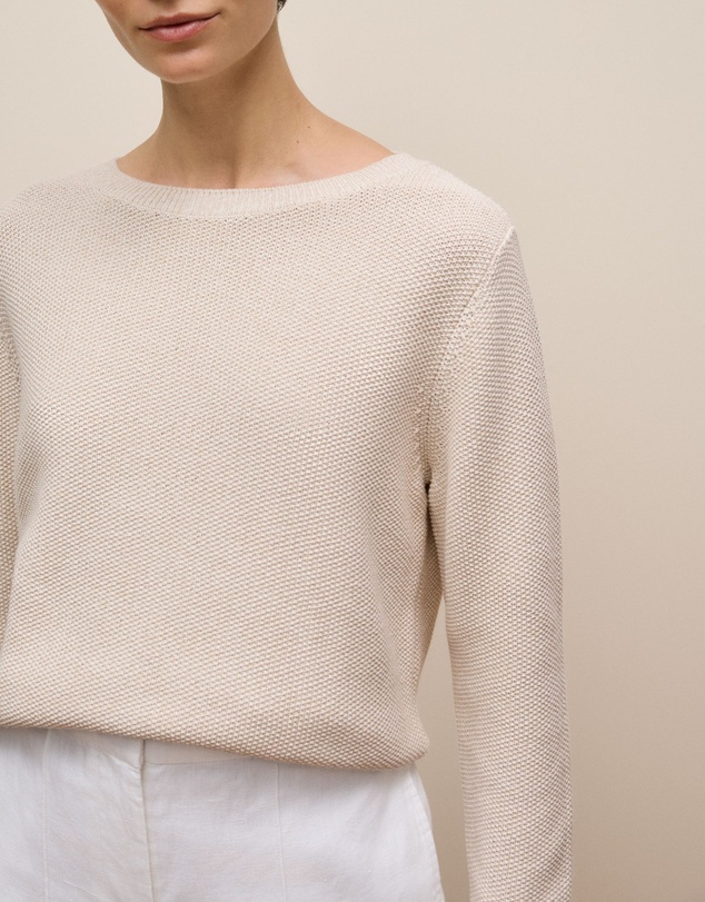 Trenery - Cotton Linen Boatneck Knit in Stone