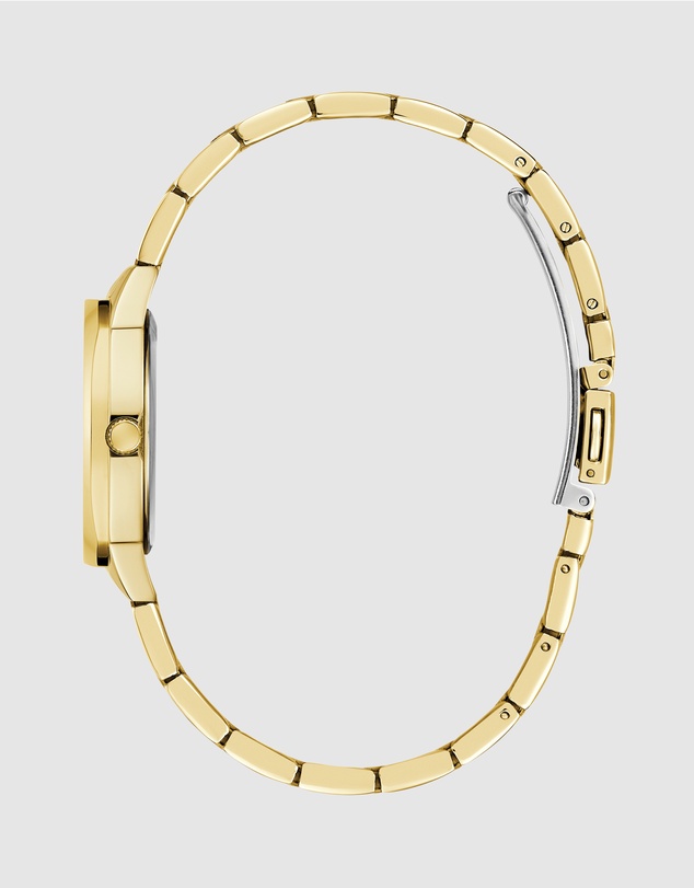 GUESS - Gold-Tone 30mm White Dial with Crystal Bezel Women's Watch