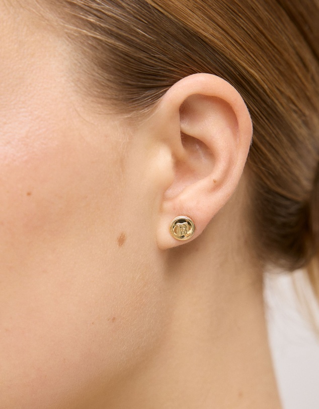 Trenery - Monogram Stud Earrings in Gold