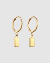 Elli Jewelry - Earrings Hoops Crystal Rectangle 925 Sterling Silver Gold-Plated