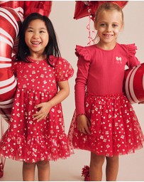 Huxbaby - Golden Cherries Puff Sleeve Tulle Dress - Babies