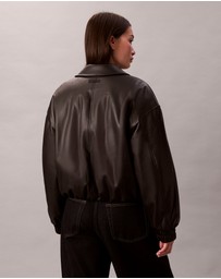 Calvin Klein - Faux Leather Relaxed Bomber Jacket