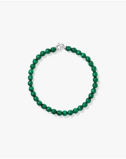 Michael Hill - 21cm Malachite Bead Bracelet in Sterling Silver