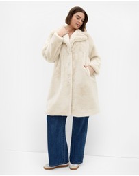 City Chic - Plus size Remi Faux Fur Coat - cream