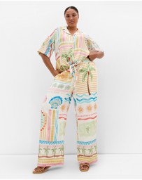City Chic - Plus size Aliya Sea Dream Placement Print Shirt - ivory