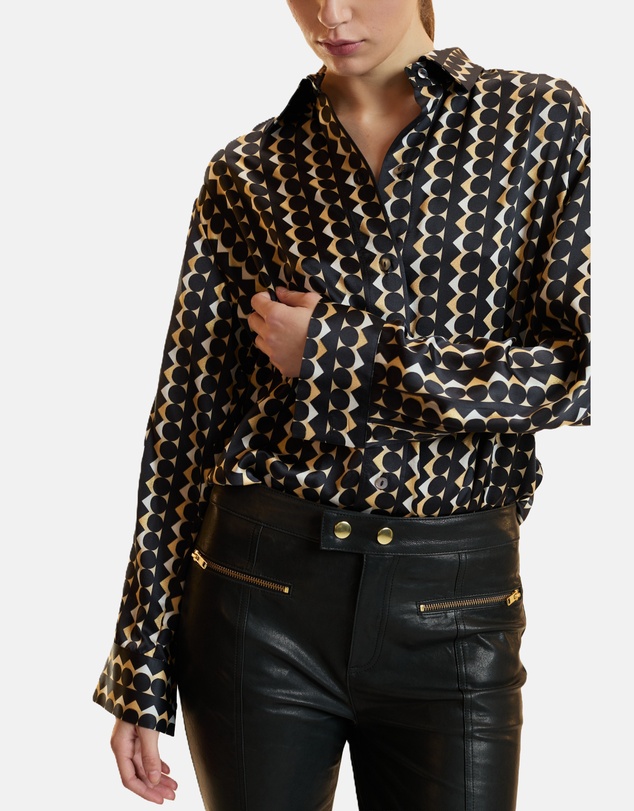 Cynthia Rowley - Foil Silk Button Up Shirt