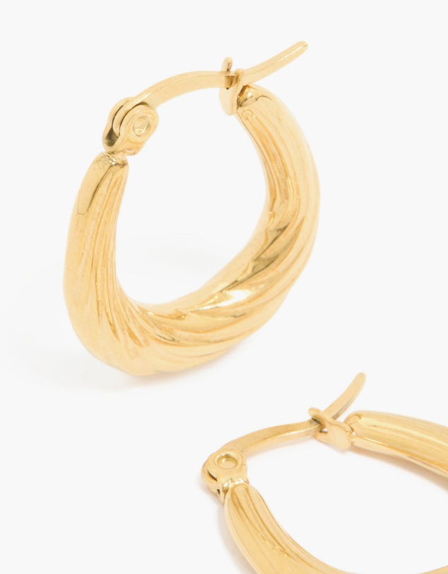 Lovisa - Waterproof Gold Plated Stainless Steel Twisted Hoop Earrings
