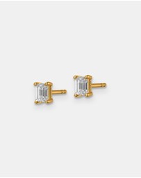 Zoe Olivia - 9K Gold Emerald Lab Grown Diamond Stud Earrings