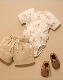 Purebaby - Rib Short Sleeve Bodysuit -Kids-Babies