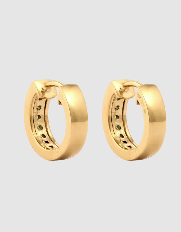 Elli Jewelry - Emerald Hoop Earrings in Gold-Plated 925 Silver