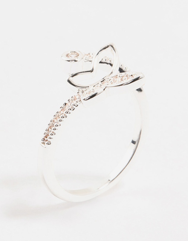 Lovisa - Silver Plated Butterfly Cubic Zirconia Wrapped Ring
