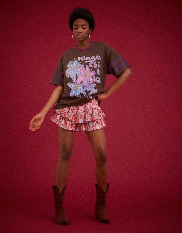 KINGA CSILLA - Kamala Block Print Fae Frill Skort