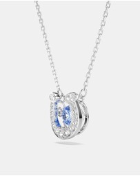 Swarovski - Symbolica Pendant, Round Cut, Pav, Horseshoe, Blue, Rhodium Plated