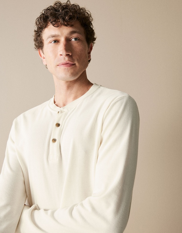 Trenery - Australian Cotton Waffle Henley in White