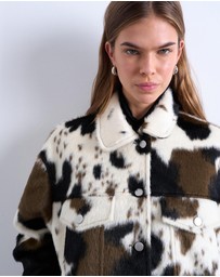 TOPSHOP - Faux Fur Western Trucker Jacket