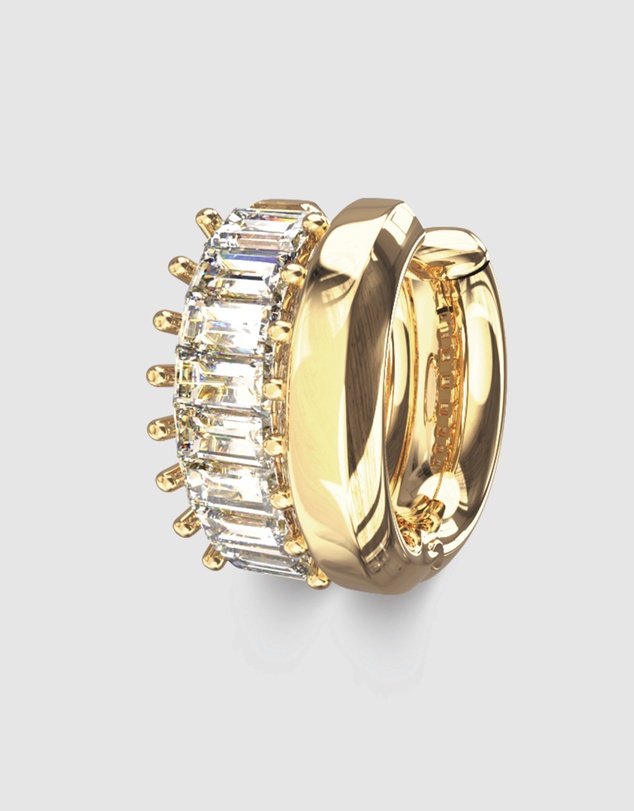 GUESS - GUESS Ladies Gold-Tone 12mm Baguettes Mini Hoops