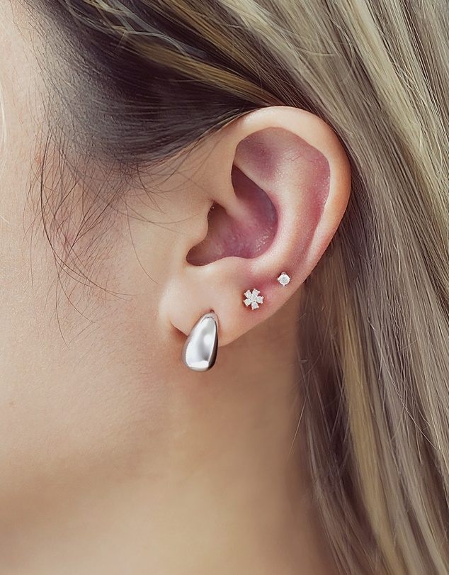 Ania Haie - Silver Small Dome Hoop Earrings