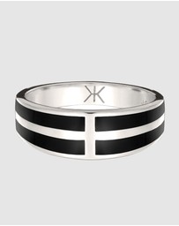 Kuzzoi - ICONIC EXCLUSIVE - Ring Men Enamel Sleek Design 925 Sterling Silver