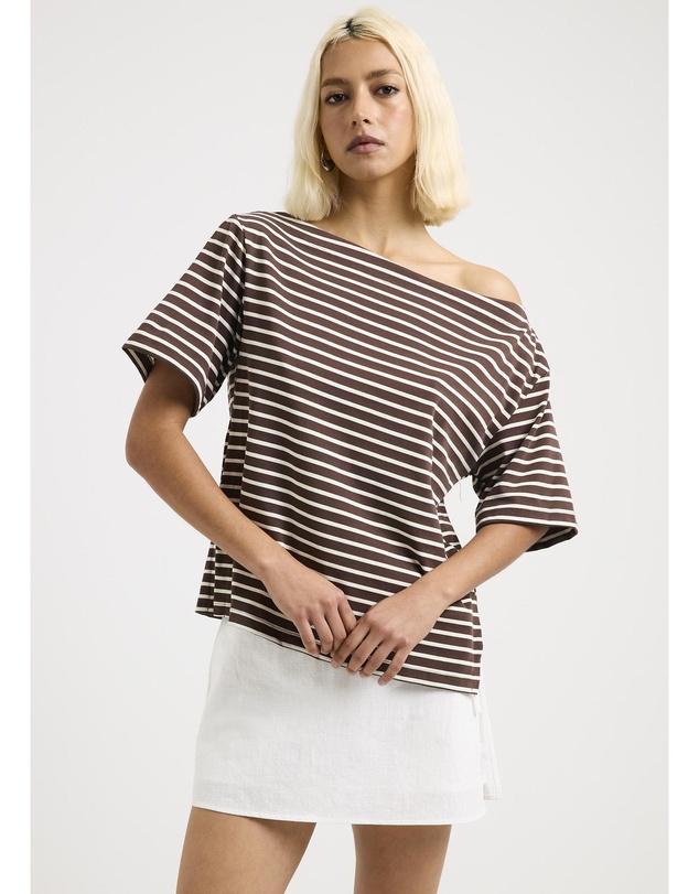 Subtitled - Amber Asymmetric Stripe Top
