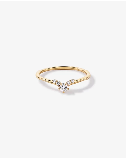 Michael Hill - 0.15TW Round Brilliant Laboratory-Grown Diamond Chevron Promise Ring in 10kt Yellow Gold