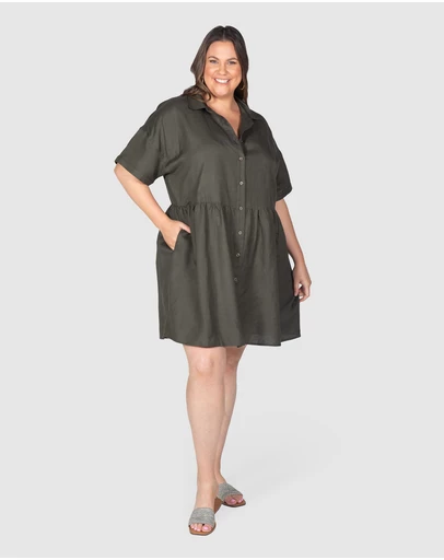 Love Your Wardrobe - Liv Button Front Linen Dress