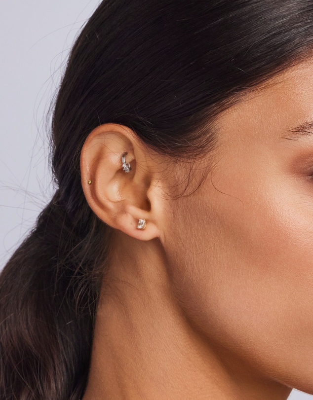 Zoe Olivia - 9K Gold Emerald Lab Grown Diamond Stud Earrings
