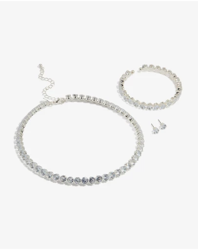 Lovisa - Silver Cubic Zirconia Navette Tennis Set