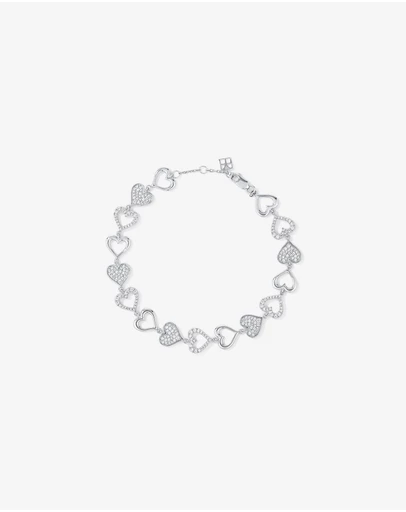 Michael Hill - Cubic Zirconia open and closed Heart Bracelet in Sterling Silver