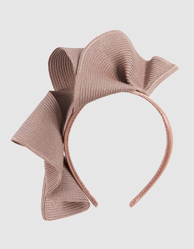 Max Alexander - Large Wavy Taupe Racing Fascinator