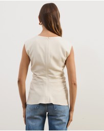 Atmos&Here - Liora Linen Blend Top with Tie