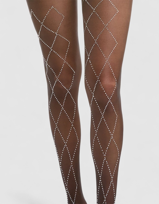 High Heel Jungle - Richie Diamond Crystal Tights - Black/ Crystal