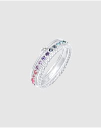Elli Jewelry - Ring Set Multi-Colour with Crystals in 925 Sterling Silver