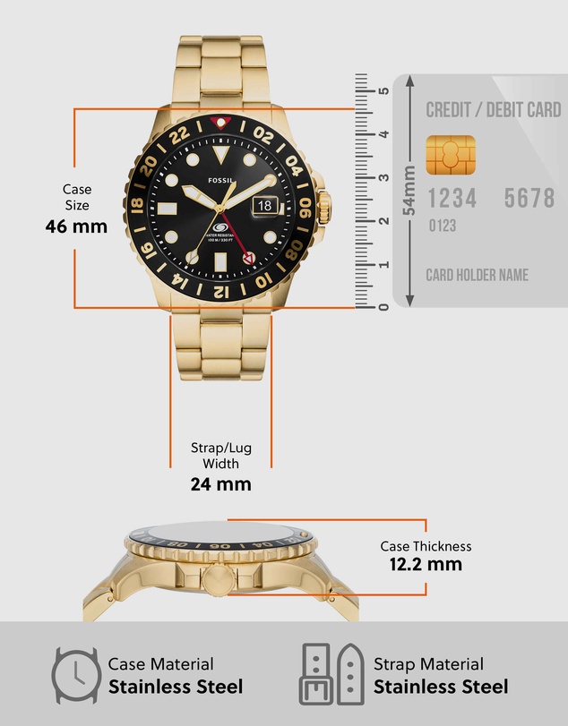 Fossil - Fossil Blue Gold Tone Analogue Watch