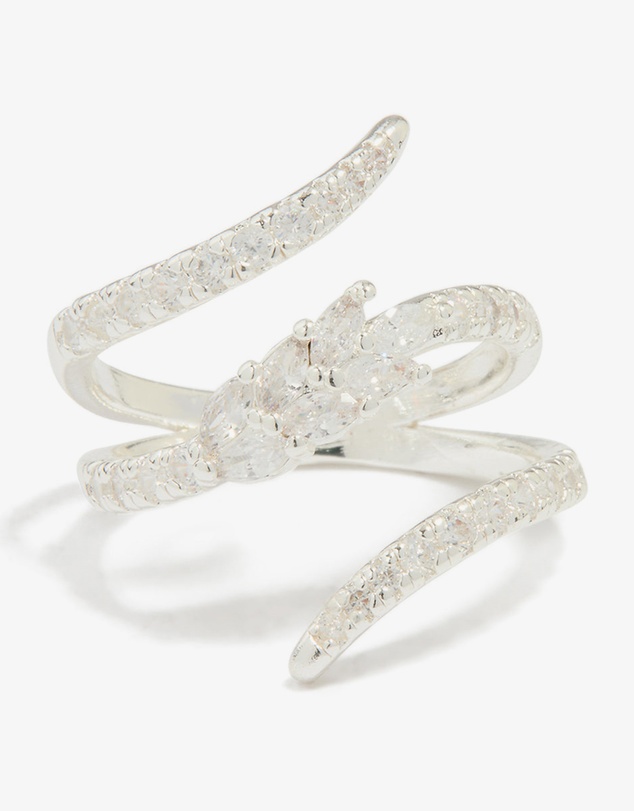 Lovisa - Silver Plated Cubic Zirconia Wrap Around Ring