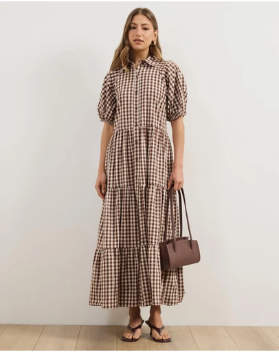 Atmos&Here - Alexis Tiered Button Through Midi Dress