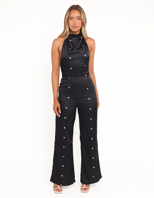 Petal & Pup - Bentley Halterneck Jumpsuit - Black Polka Dot