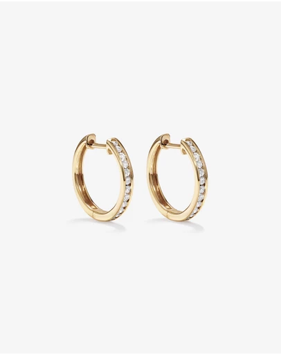 Michael Hill - 0.25 Carat TW Channel Set Round Brilliant Diamond Huggie Hoop Earrings in 10kt Yellow Gold