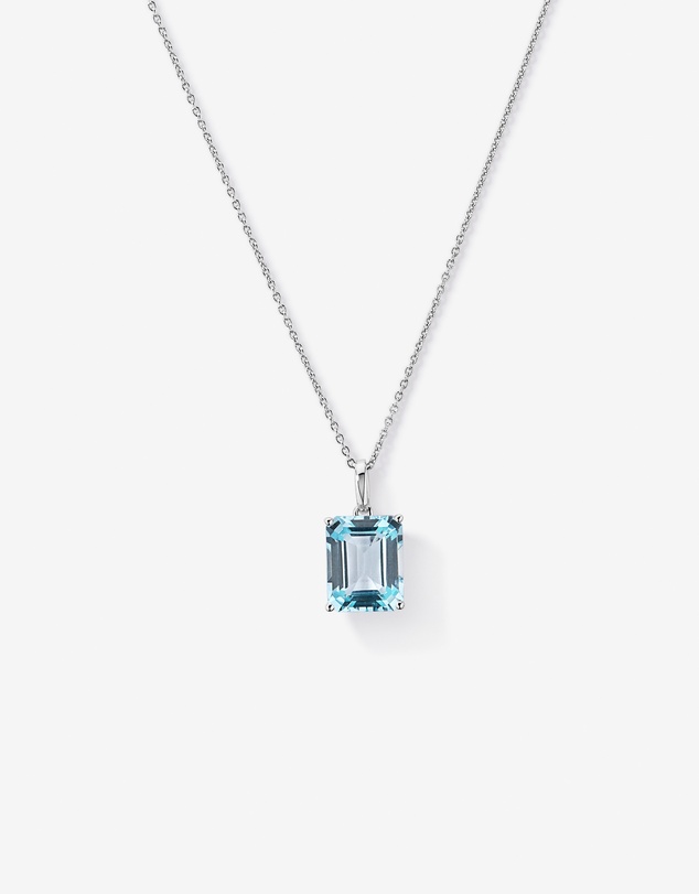 Michael Hill - Emerald Cut Sky Blue Topaz Pendant with Chain in Sterling Silver