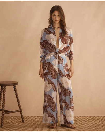 AUR OCEA - Silk Gathered Wide Leg Pants