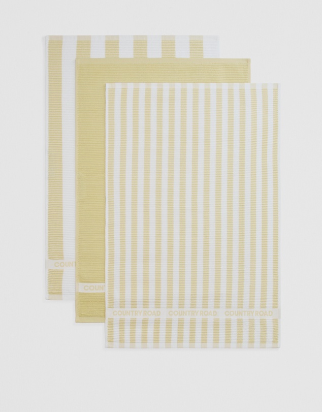 Country Road - Cr Stripe Australian Cotton Tea Towel Pack Of 3