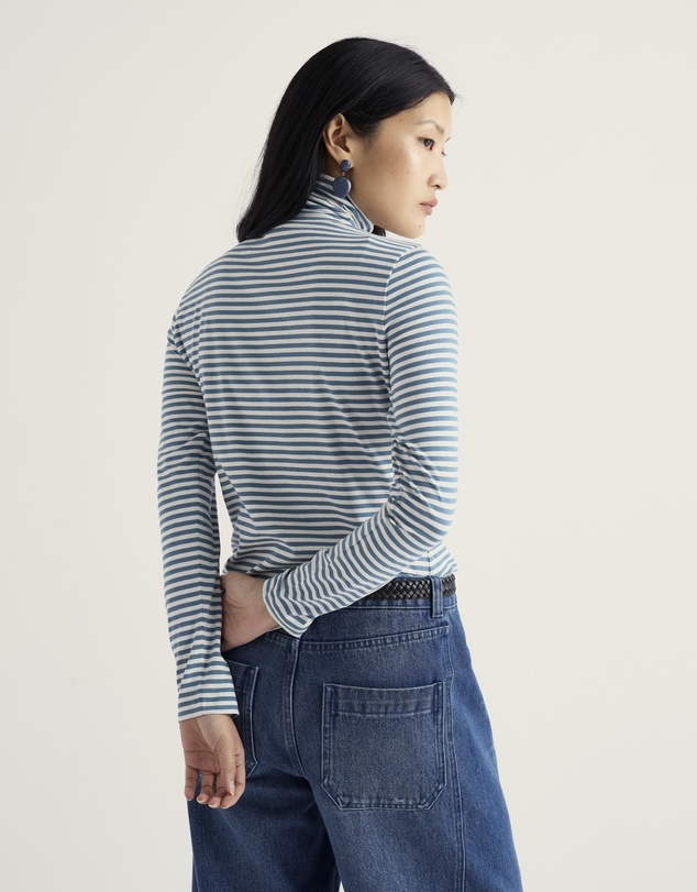 Seasalt - Seasalt Cornwall Blue Landing Roll Neck Top