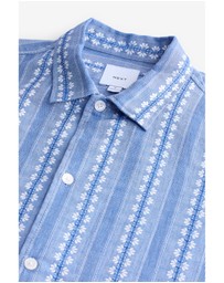 NEXT - Textured Stripe 100% Cotton Short Sleeve Shirt