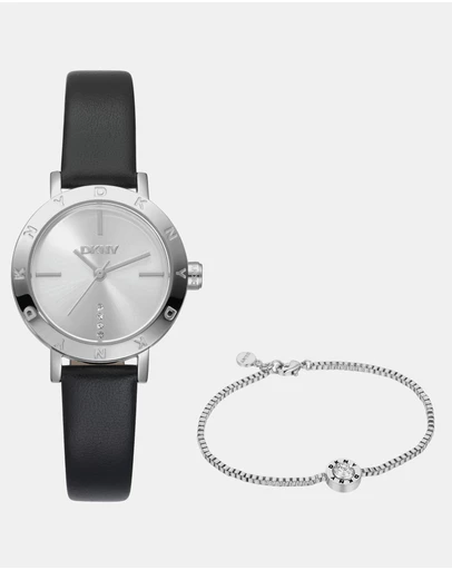 DKNY - Essentials Silver 28mm Silver Dial Womens Watch + Silver Bracelet