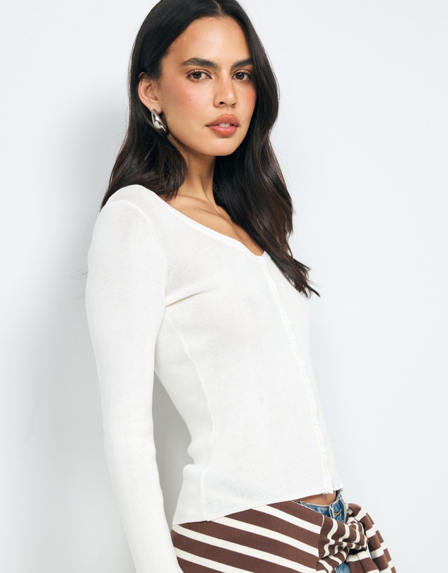AERE - Lyla Organic Cotton Knit Cardigan