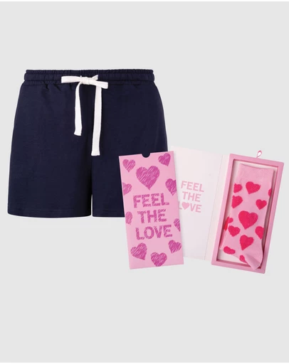 Bamboozld - Women's Jersey Short & Hearts Sock Card Gift Set